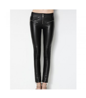 Women Leather Pant Genuine Lambskin Leather Skinny Stylish Black Pant